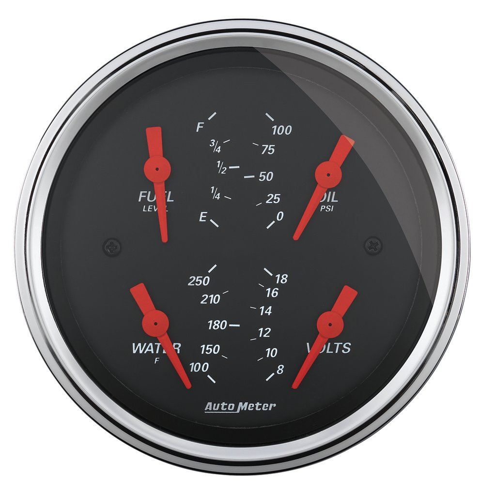 3-3/8" Vierfachanzeige, 100 Psi/100-250 °F/8-18v/0-90 Ω, Designer Black