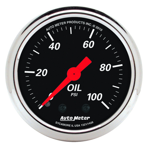 2-1/16" Öldruck, 0-100 Psi, Designer Black