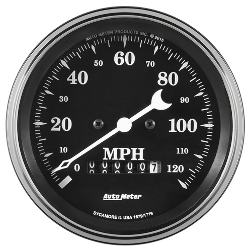 3-3/8" Drehzahlmesser, 0-120 Mph, Elec. Prog. W/ Wheel Odo, Old Tyme Black