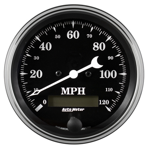 3-3/8" Drehzahlmesser, 0-120 Mph, Elec. Prog. W/ Lcd Odo, Old Tyme Black