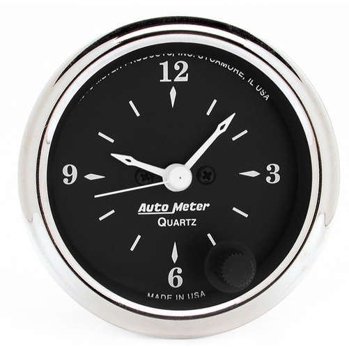 2-1/16" Uhr, 12-Stunden, Old Tyme Black