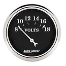 2-1/16" Voltmeter, 8-18v, Old Tyme Black