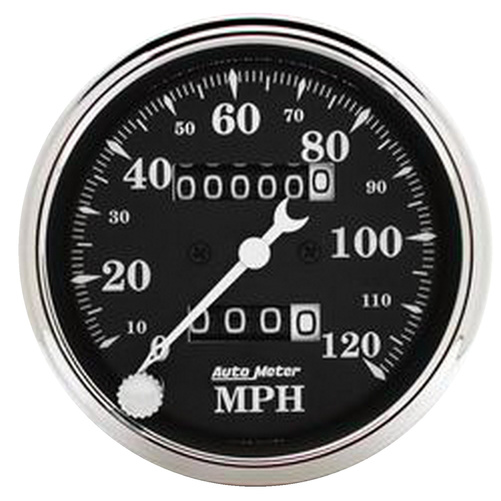 3-1/8" Drehzahlmesser, 0-120 Mph, Old Tyme Black