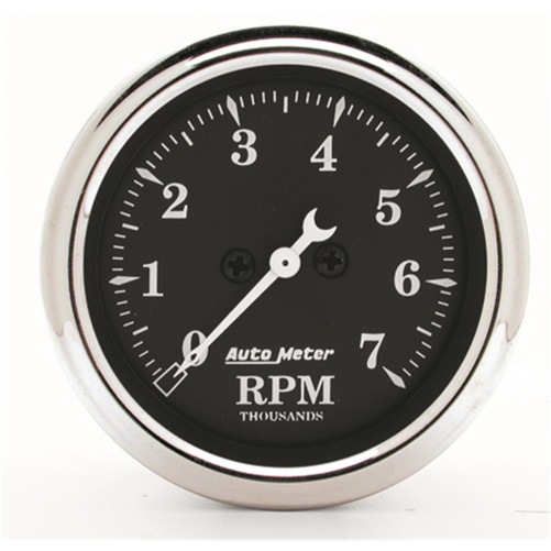 2-1/16" In-Dash Drehzahlmesser, 0-7,000 Rpm, Old Tyme Black