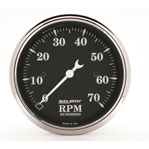 3-1/8" In-Dash Drehzahlmesser, 0-7,000 Rpm, Old Tyme Black