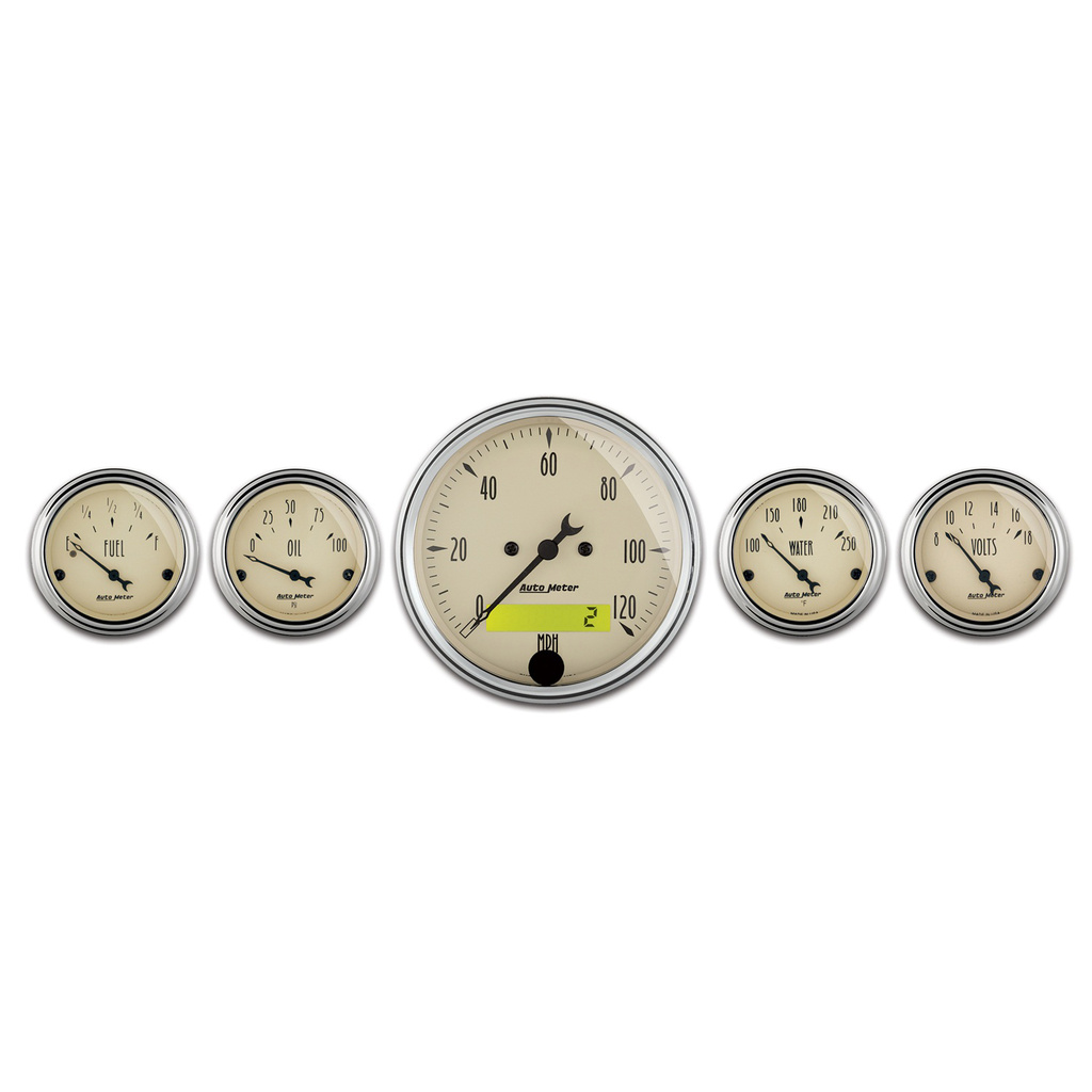 5-teiliges Messgeräte-Kit, 3-1/8" & 2-1/16", Elec. Drehzahlmesser, Antique Beige