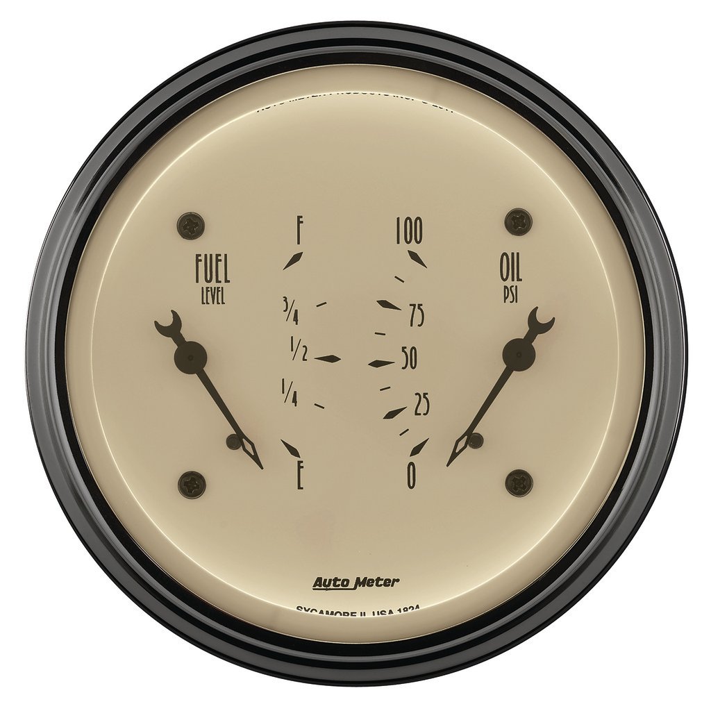 3-3/8" Dual Gauge, 100 Psi/0-90 Ω, Antique Beige