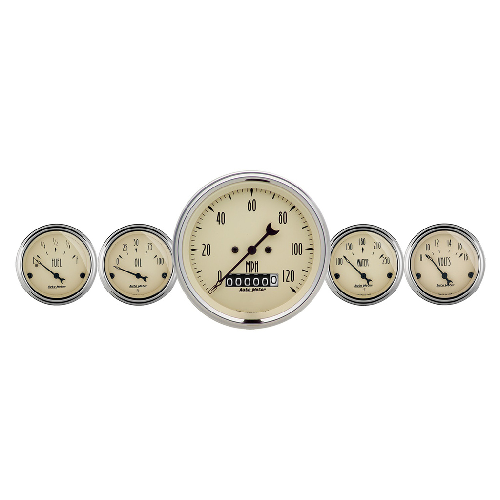 5-teiliges Messgeräte-Kit, 3-3/8" & 2-1/16", Elec. Drehzahlmesser, Antique Beige