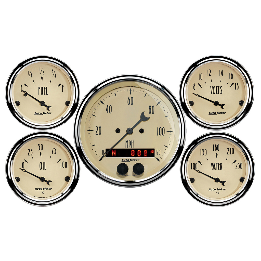 5-teiliges Messgeräte-Kit, 3-3/8" & 2-1/16", Gps Drehzahlmesser, Antique Beige