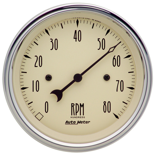 3-3/8" In-Dash Drehzahlmesser, 0-8,000 Rpm, Antique Beige