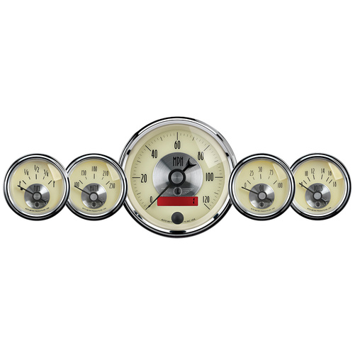 5-teiliges Messgeräte-Kit, 3-3/8" & 2-1/16", Elec. Speedo W/Lcd Odo, Prestige Antq. Ivory