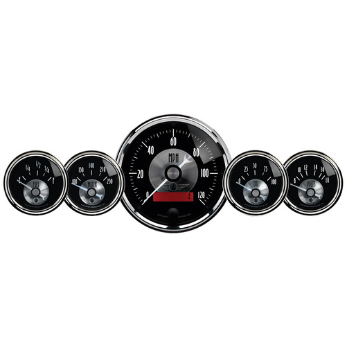 5-teiliges Messgeräte-Kit, 3-3/8" & 2-1/16", Elec. Speedo W/Lcd Odo, Prestige Blk. Diamond