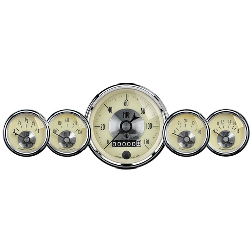 5-teiliges Messgeräte-Kit, 3-3/8" & 2-1/16", Elec. Speedo W/Wheel Odo, Prestige Antq. Ivory