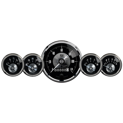 5-teiliges Messgeräte-Kit, 3-3/8" & 2-1/16", Elec. Speedo W/Wheel Odo, Prestige Blk. Diamond
