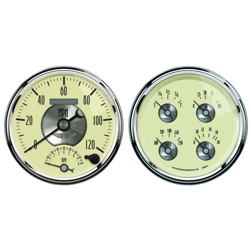 2-teiliges Messgeräte-Kit, 5" Quad & Tach/Speedo, 240-33 Ω, Prestige Antq. Ivory