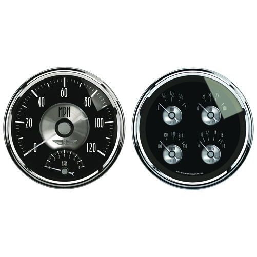 2-teiliges Messgeräte-Kit, 5" Quad & Tach/Speedo, 240-33 Ω, Prestige Blk. Diamond