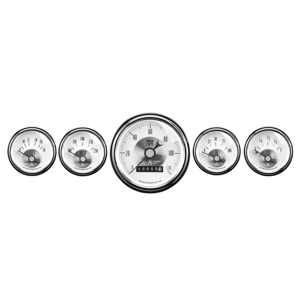 5-teiliges Messgeräte-Kit, 3-3/8" & 2-1/16", Elec. Speedo W/ Wheel Odo, Prestige Pearl
