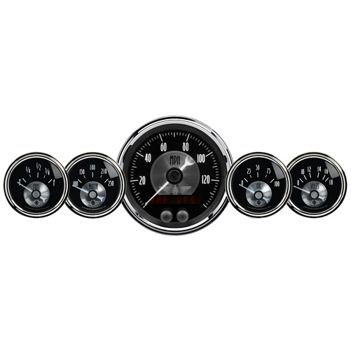 5-teiliges Messgeräte-Kit, 3-3/8" & 2-1/16", Gps Speedo W/Lcd Odo, Prestige Black Diamond