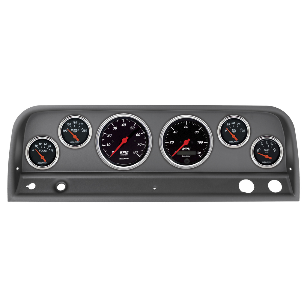6-Instrumente Direktmontage-Armaturenbrett-Kit, Chevy Truck 64-66, Designer Black