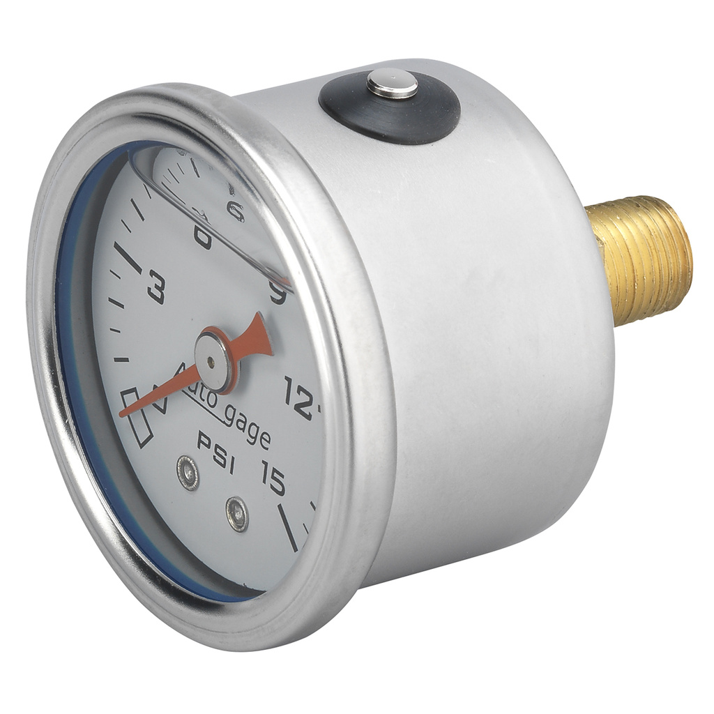 1-1/2" Druck, 0-15 Psi, White