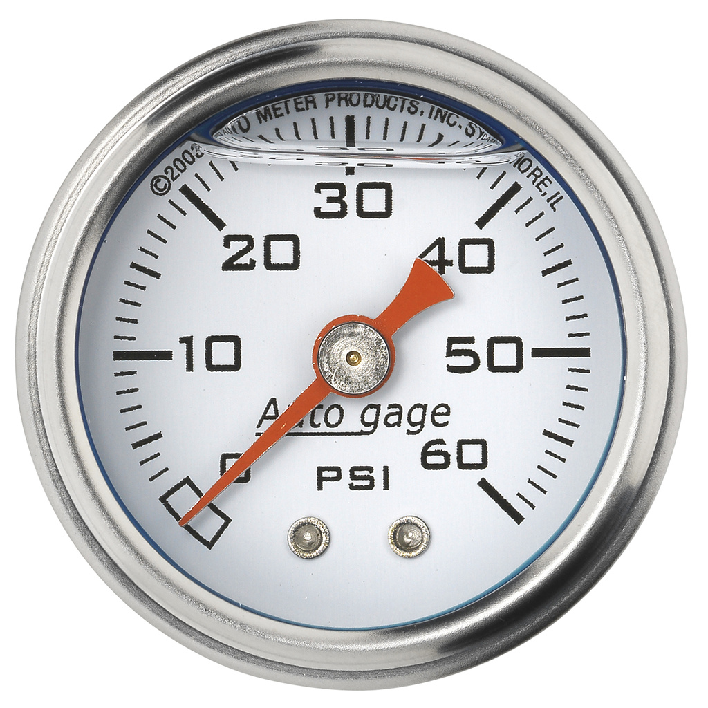 1-1/2" Druck, 0-60 Psi, White