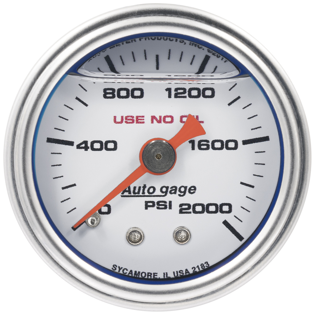 1-1/2" Druck, 0-2,000 Psi, White
