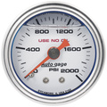 1-1/2" Druck, 0-2,000 Psi, White