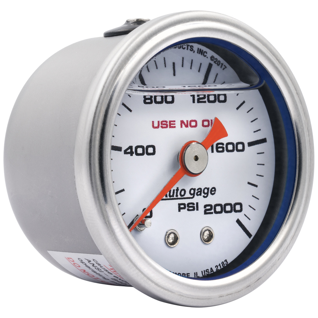 1-1/2" Druck, 0-2,000 Psi, White