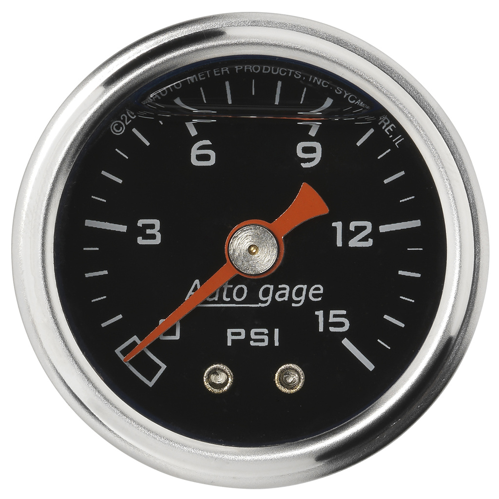 1-1/2" Druck, 0-15 Psi, Black