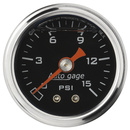 1-1/2" Druck, 0-15 Psi, Black
