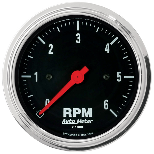 3-3/8" In-Dash Drehzahlmesser, 0-6,000 Rpm, Traditional Chrome