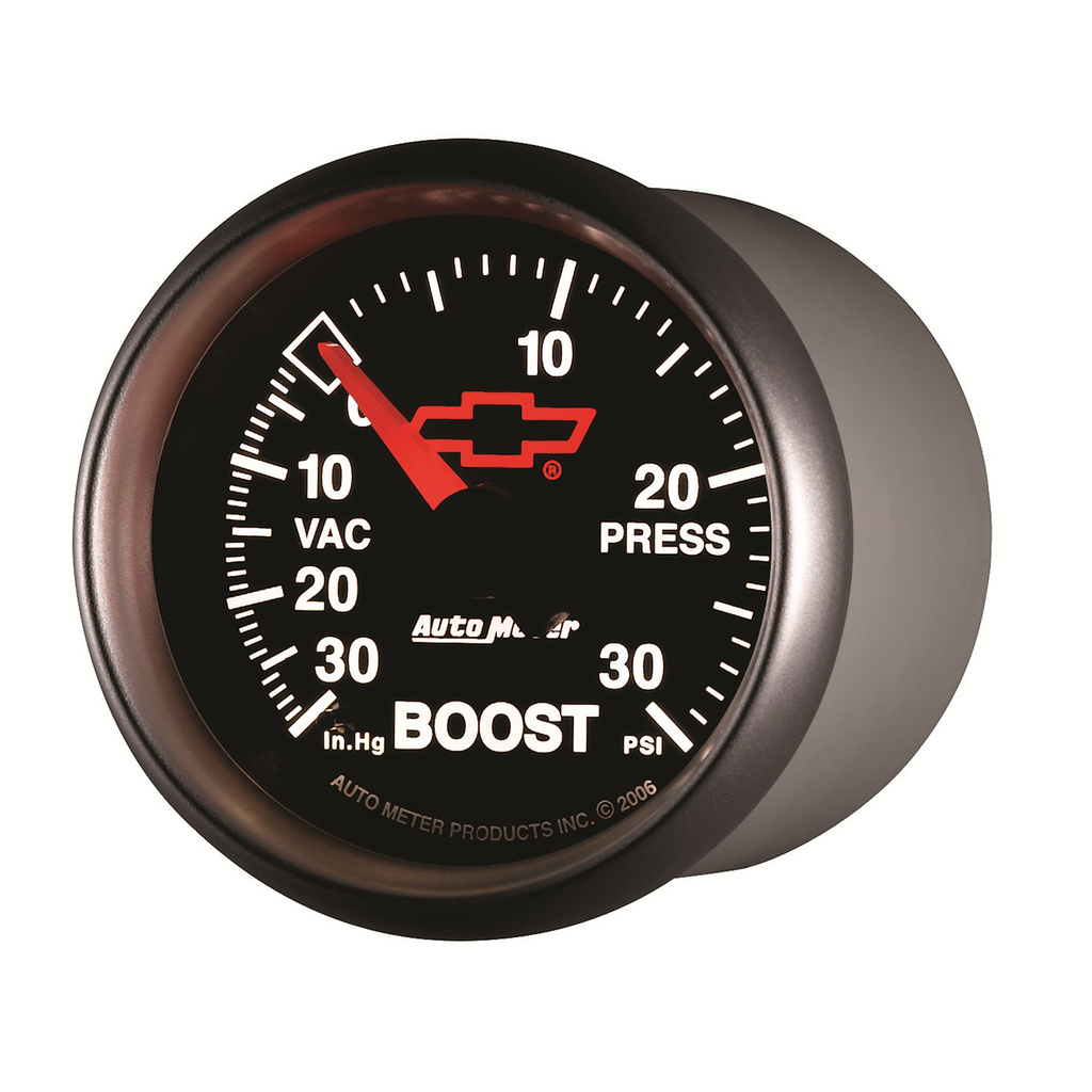 2-1/16" Boost/Vakuum, 30 In Hg/30 Psi, Chevy Red Bowtie, Black