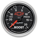 2-1/16" Boost/Vakuum, 30 In Hg/20 Psi, Chevy Red Bowtie, Black