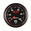 2-1/16" Öldruck, 0-100 Psi, Chevy Red Bowtie, Black