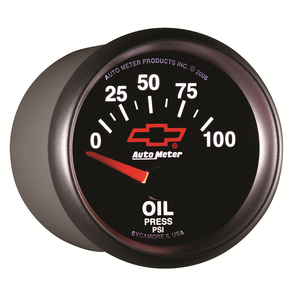 2-1/16" Öldruck, 0-100 Psi, Chevy Red Bowtie, Black