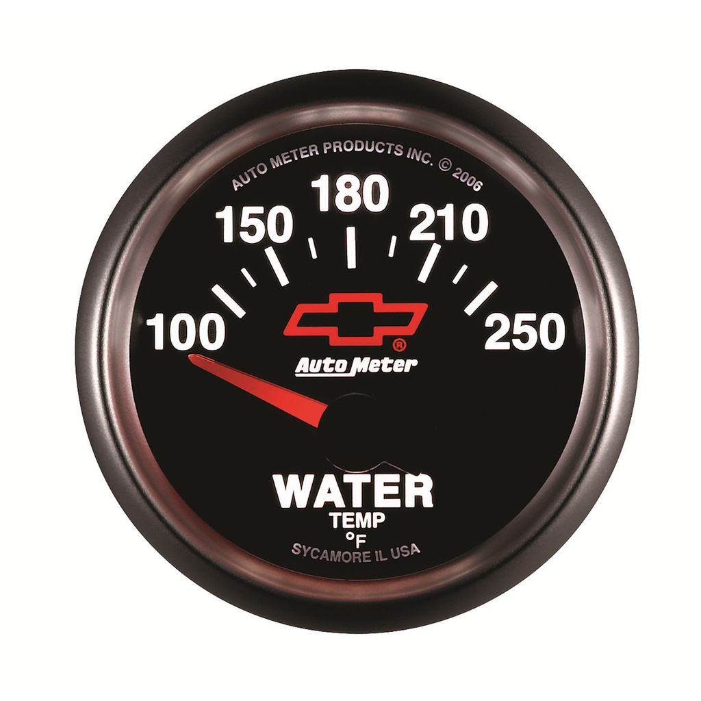 2-1/16" Wassertemperatur, 100-250 °F, Chevy Red Bowtie, Black
