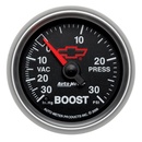 2-1/16" Boost/Vakuum, 30 In Hg/30 Psi, Chevy Red Bowtie, Black