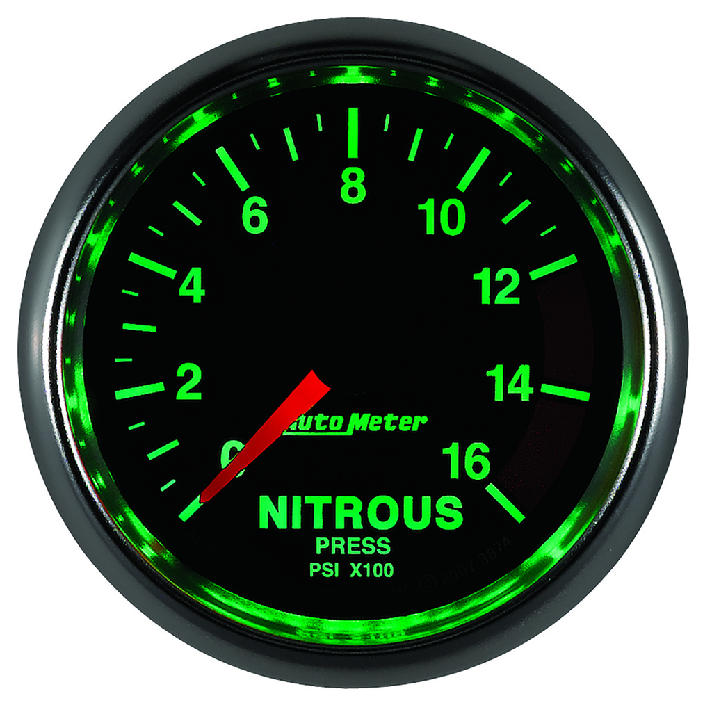 2-1/16" Nitrous Druck, 0-1600 Psi, Gs
