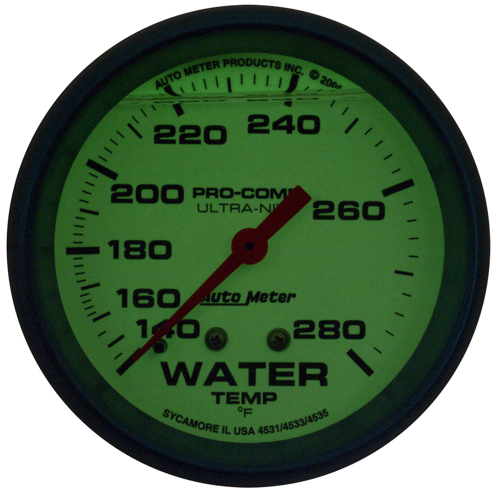 2-5/8" Wassertemperatur, Liquid Filled, 140-280 °F, Ultra-Nite