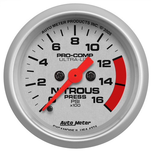 2-1/16" Nitrous Druck, 0-1600 Psi, Ultra-Lite