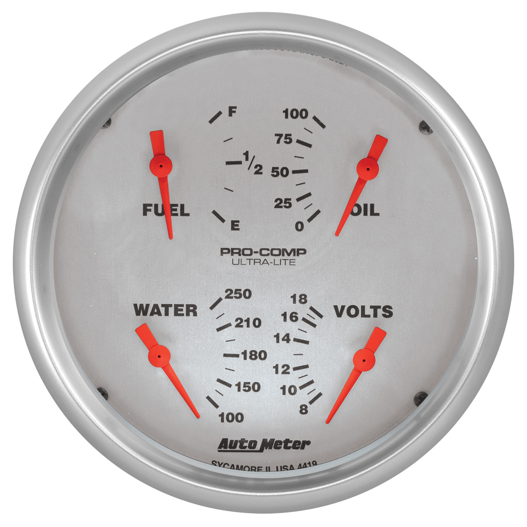 5" Vierfachanzeige, 100 Psi/100-250 °F/8-18v/0-90 Ω, Ultra-Lite