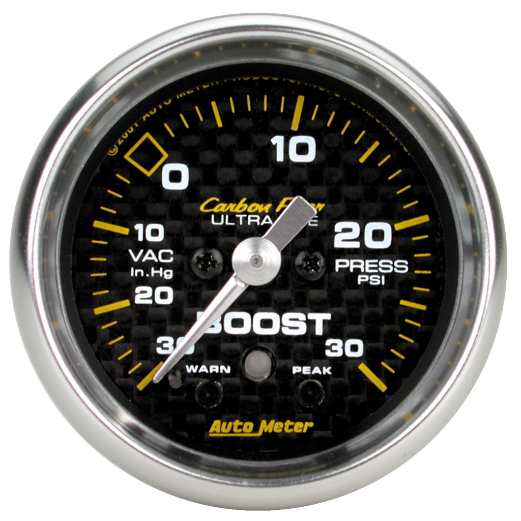 2-1/16" Boost/Vakuum, 30 In Hg/30 Psi, Peak & Warn, Carbon Fiber