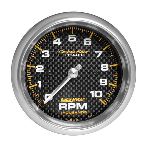 3-3/8" In-Dash Drehzahlmesser, 0-10,000 Rpm, Carbon Fiber