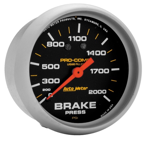 2-5/8" Brake Druck, 0-2000 Psi, Liquid Filled, Pro-Comp