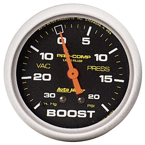 2-5/8" Boost/Vakuum, 30 In Hg/20 Psi, Liquid Filled, Pro-Comp