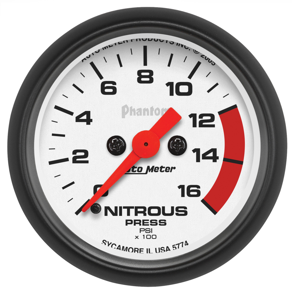 2-1/16" Nitrous Druck, 0-1600 Psi, Phantom