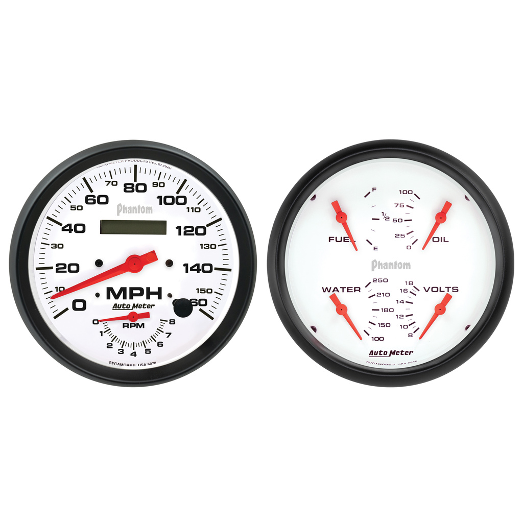 2-teiliges Messgeräte-Kit, 5" Quad & Tach/Speedo, 240-33 Ω, Phantom