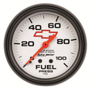 2-5/8" Kraftstoffdruck, 0-100 Psi, Chevy Red Bowtie, White