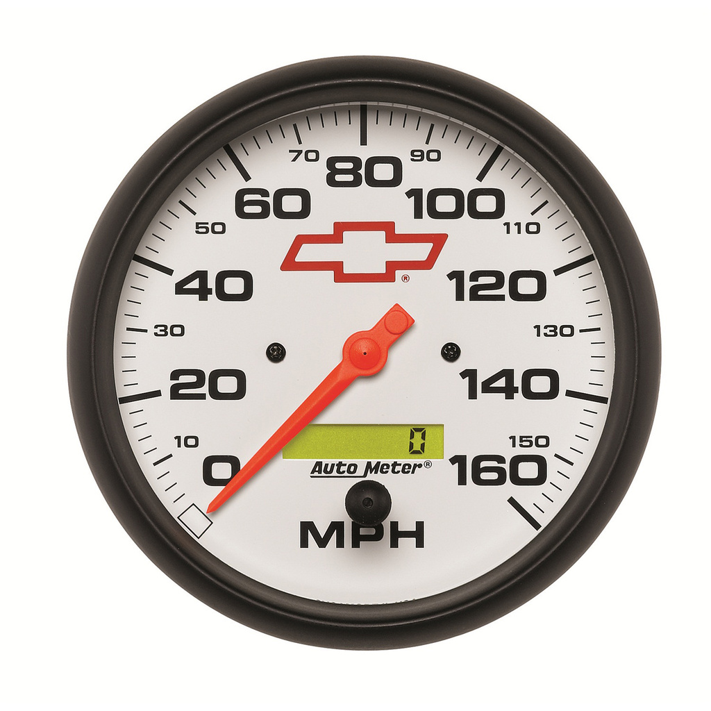 5" Drehzahlmesser, 0-160 Mph, Chevy Red Bowtie, White