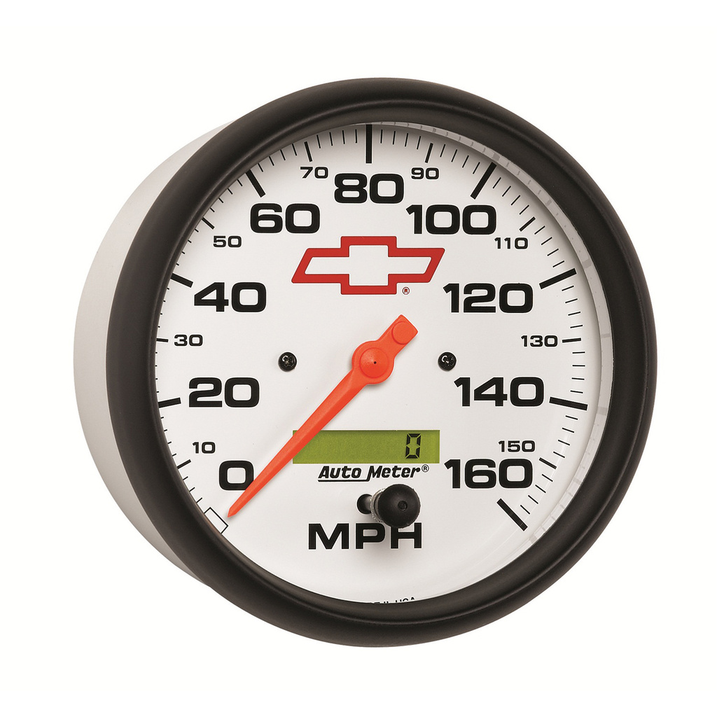 5" Drehzahlmesser, 0-160 Mph, Chevy Red Bowtie, White